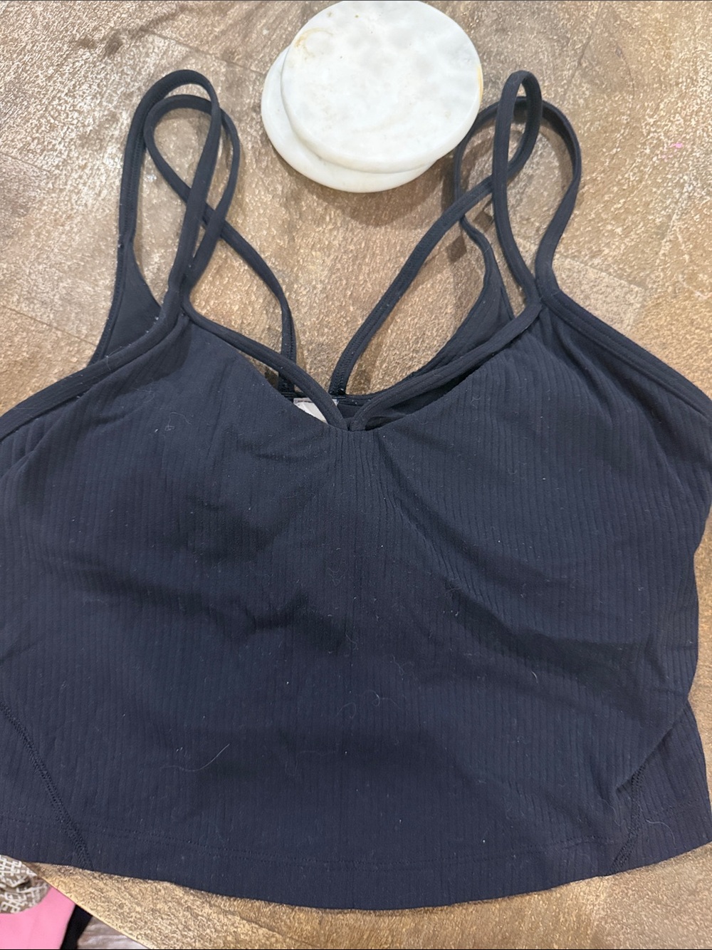 lululemon athletica Black Double-Strap Ribbed Tank